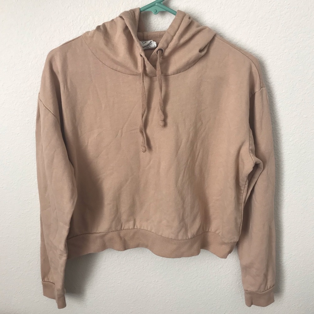 Forever 21 Cropped Tan Beige Hoodie